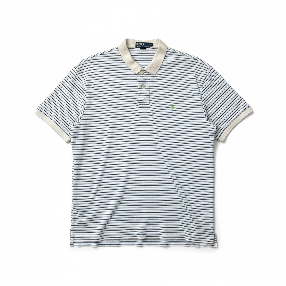 Ralph Lauren Classic Striped Polo in Navy and white